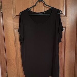 Tahari Classic Black Blouse with cut out shoulders